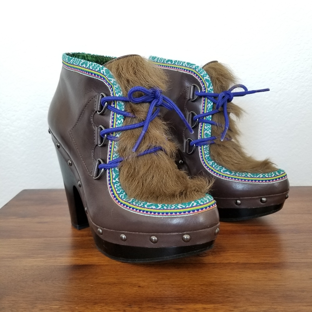 Belle Sigerson Morrison Fur Clog Bootie Size 7